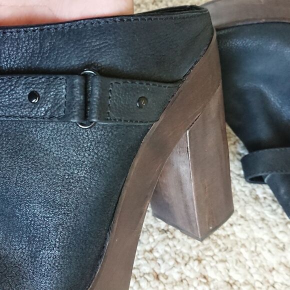 Joie black leather platform mule heels size 38 - Picture 9 of 13